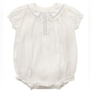 Louisiella one piece baby white with buttons/collar 12-18M NWT